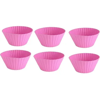 GMMH Cupcake Muffin Silikon Backform 6 Stück XXL (Rosa) 14 cm Durchmesser oben, Silikonbackform Muffins und Minikuchen, Muffin Kuchen Muffinform Kuchenform