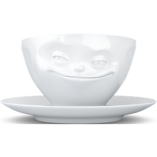 Schmunzel Kaffee Tasse grinsend in weiß 200ml