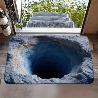 Generisch 3D Optical Illusion Door Mat,Vortex and Bottomless Hole Design Funny Entryway Rug,Ground Crack Trap Optical Illusion Rug,Thick Absorbent Non Slip Washable Mats for Kitchen,Bathroom,Stairs
