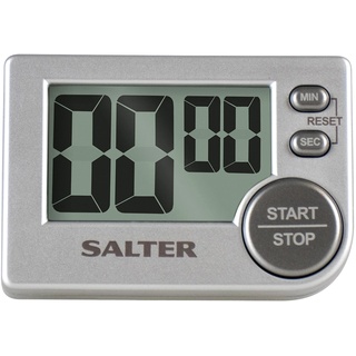 Salter 397 SVXR Big Button digitale Küchentimer - Elektronischer eieruhr, Essenstimer mit Große Digitalanzeige, magnetisch oder freistehend Stopuhr, Lauter Alarm, bis zu 99min 59sek, grau