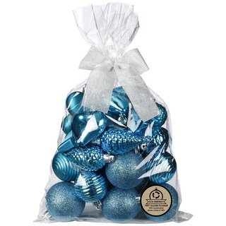 MAGIC by Inge Weihnachtsbaumkugel, Weihnachtskugeln und Formen Kunststoff 5-7cm 30er Set - Türkis blau