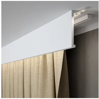 PROVISTON | Vorhangleiste Polystyrol 40 x 120 x 2000 mm Weiß Stuckleiste