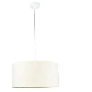 Licht-Erlebnisse Pendelleuchte AYLMER, ohne Leuchtmittel, Hängeleuchte Esstisch Creme Gold Stoffschirm Velours Optik Lampe beige
