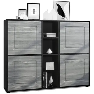 Möbelhandel Klipenstein Highboard NOAH V3, Kommode Schrank Landhaus, Korpus Schwarz matt