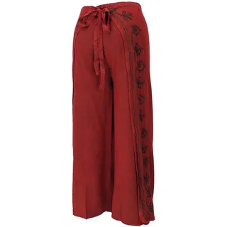 GURU SHOP Palazzohose, Langer Boho Hosenrock, Wickelhose, Sommerhose rot - Modell 6, Damen - 38