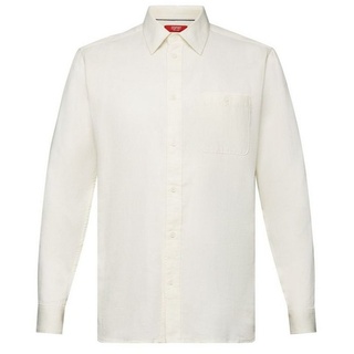 Esprit Langarmhemd Schmales, strukturiertes Hemd, 100 % Baumwolle grau