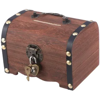 Sparschwein: Vintage Holz-Schatztruhe, rustikale kleine Holzbox, dekorative Spartruhe, Geldsparbox, Aufbewahrungsbox für Hochzeit und Wohndekoration