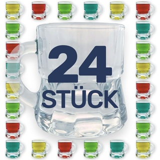 24 Stück Schnapsglas Schnapsgläser Schnaps Stamper Kurze Glas mit Henkel 2 cl