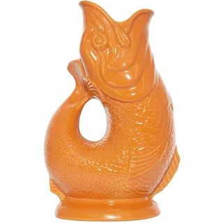 Gluckigluck Karaffe Gluggle Jug – das glucksende Original! Wasser-karaffe Fisch-Vase Keramik-krug in Fisch-Form | 1,3 L | Orange