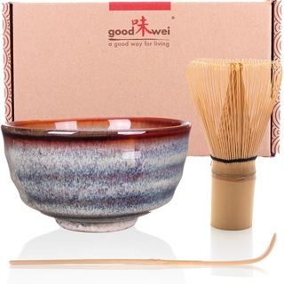 Goodwei Japanisches Matcha-Set, 3-teilig (Uji), Keramik, 180 ml