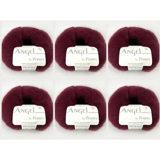 6x Angel by Permin – Luxuriöses Kid Mohair Seiden Garn (70/30) (28 weinrot)