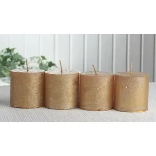 SET: 4x Rustik-Stumpenkerze, 5 x 5 cm Ø, gold-metallic