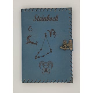 QUAMOD Tagebuch Notizbuch Tagebuch aus echtem Leder (12 Sternzeichen Design) Journal, Handgefertigt blau