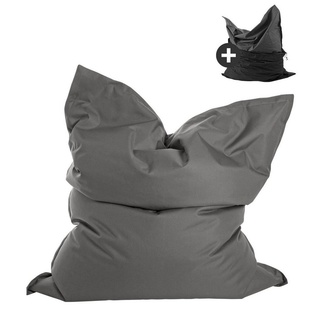 mokebo Sitzsack Der Große (mit Schutzhülle), Bean Bag Outdoor XXL, Bodenkissen, Riesen Sitzkissen in Grau schwarz 130 cm x 170 cm x 20 cm