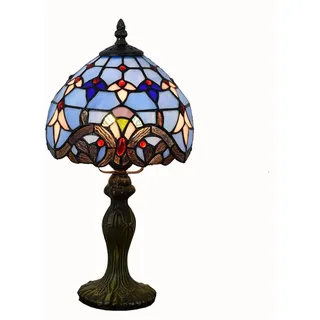 TPWEWRX 8 Zoll Tiffany Stil Tischlampen E27 Blau Barock Pastoral Buntglas Lampenschirm Schreibtischleuchten Kreative Nachttischlampe Dekor Licht für Bar Schlafzimmer Arbeitszimmer