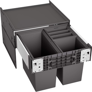BLANCO SELECT II 50/2 | Abfall Müllsystem | für 50 cm breite Unterschränke | Auszugssystem zur Frontanbindung | Systemabdeckung | 2 x 19 Liter Eimer | 400 mm Auszugstiefe