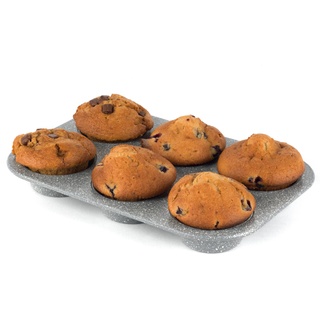 Salter BW02778G Marblestone 6 tassen Muffin-Backform - Muffinform, Antihaft Muffinblech Antihaftbeschichtet Backblech Backform für Cupcakes, Brownies, Formen,Mini Muffins Backform