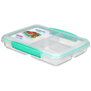 Sistema to Go Multi Split Frischhaltedose, transparent, mit farbigen Clips, 820 ml , grün - Bunt