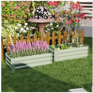 furnicato Hochbeet Hochgarten 100x100 cm Grün - Verzinkter Stahl für Balkon u, Wetterfestes Kräuterbeet mit offenem Boden und Pulverbeschichtung grün