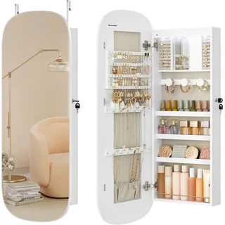 SONGMICS Schmuckschrank, mit LED-Beleuchtung, 42 x 10 x 108 cm