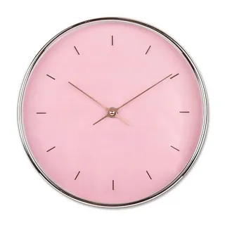 K&L Wall Art Wanduhr lautlose Shabby Chic Wanduhr Retro Uhr rund Ø 25cm Rosa Roségold Optik (ohne Tick-Geräusche, langlebiges Quarz Uhrwerk) rosa