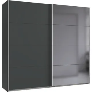 Schwebetürenschrank WIMEX "Ernie Kleiderschrank mit Spiegel, Made in Germany", grau (graphit), B:225cm H:210cm T:65cm, Schränke, Schwebetürenschrank, Schlafzimmerschrank in verschiedenen Breiten