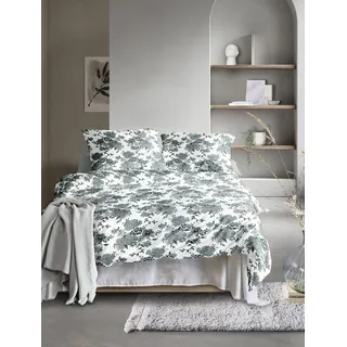 IRISETTE Easy-HK Floral Seersucker Grün 155 x 220 cm + 80 x 80 cm
