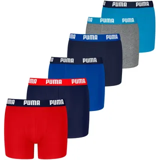 Puma Boxershorts 6 St. Blau/Grau/Rot 146-152