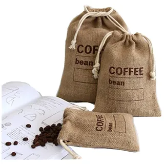 AOBBYBBS Getreide, gewebte Jute-Bündel, Kaffeebohnensäcke, Küche, Kleinigkeiten, Erbsensäcke, Datumsaufzeichnung, natürliche Jute, Kordelzug, wiederverwendbar (21 x 15 cm) - M