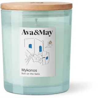 Ava&May Mykonos Duftkerze 220g Süss & Holzig Vegan, 100% pflanzenbasiertes Wachs