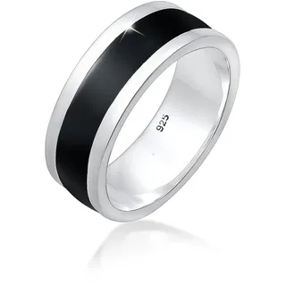 KUZZOI Silberring "Herren Bandring Emaille Casual 925 Silber" Gr. 60, silber, Fingerringe, Herren, 60mm, ohne Stein, Silber 925 (Sterlingsilber), 8mm, Silberring