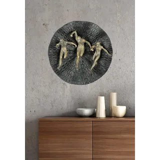 Gilde Wandobjekt Runners aus Kunstharz, matt schwarz, metallische Optik, 13x39x39 cm