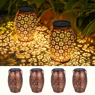 Bonsery Solarlaterne für Außen 4 Stück, Metall Solarlampen für Außen Hängend IP65 Wasserdicht, Solarleuchte Stehend für Draußen Deko Garten Terrasse Balkon Outdoor, Ideale Geschenk der Feiertage