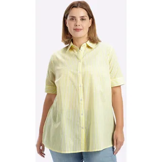 sheego Kurzarm-Bluse Gelb/Weiß 46