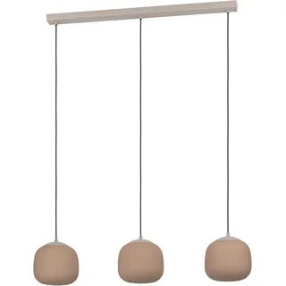 EGLO Cominio 3-flg. 88,5 cm rund sandfarbenes Glas und taupe Metall
