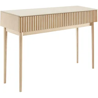 homsy by ana johnson Schminktisch HOMSY BY ANA JOHNSON "Solva", beige (naturfarben), B:118cm H:81cm T:40cm, Tische, Schminktisch, Esche-/Eukalyptusholz, geriffelte Front, Keramikplatte, Breite 118 cm