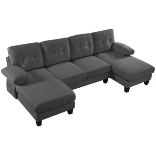 Luhomfu Wohnlandschaft, Grau, Textil, 128x84x268 cm, Wohnzimmer, Sofas & Couches, Wohnlandschaften, Wohnlandschaft U-Form