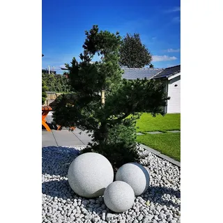 Trango Gartenkugel 3er Set Granit schwarz Ø 20/30/40cm inkl. 5 Meter Kabel