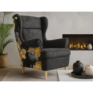 beautysofa Ohrensessel Havana 82 x 102 x 92 cm Schwarz