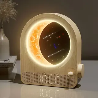 Kombinierter Wecker Und Nachttischlampe, Nachtlicht Mit 3 Helligkeitsstufen Inklusive Tageslicht, Lichtwecker, 10 Naturgeräusche, Einstellbare Nachtlichtintensität, Ideal Für Schlafzimmer