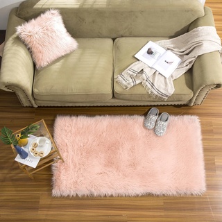 Teppich Wölkchen Schaffell Lammfell Imitat Fellteppich Kunstfell Teppich Waschbar | Flauschiger Teppich Wohnzimmer, Bettvorleger Schlafzimmer, Teppich Fell | Rosa - 80x120 cm