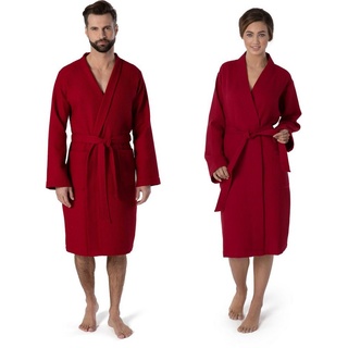 Möve Kimono Homewear, Kurzform, Piqué, Kimono-Kragen, Gürtel, Piquée-Oberfläche rot M