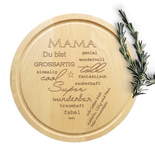 Mama Geschenk - Mutter Geschenk gesucht? Personalisiere dein beste Mama Geschenk - Schneidebrett Holzbrett Küche - mit Gravur & Namen personalisiert - Holz Küchenbrett - NEU