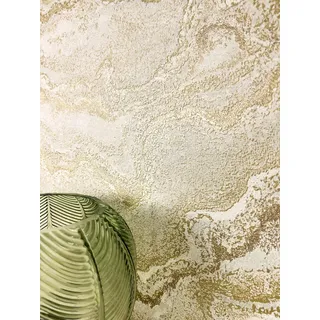 Newroom Tapete Gold Vlies Marmoroptik - Glamour Marmortapete mit 3D Relief Struktur für Wohnzimmer Schlafzimmer
