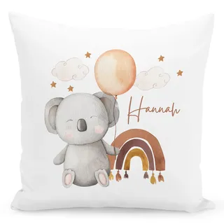 DEL MÀ Unique & Personal Koala Kissen mit Namen personalisiert Dekokissen für Mädchen & Jungen Kinder Zierkissen Kinderzimmer Deko Kinderkissen 40x40 cm inkl. Füllung und Bezug