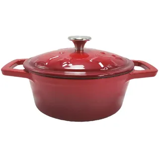 Grillfürst Dutch Oven Sternentöpfchen 1,2 Liter - roter Gusseisen Bräter mit Henkeln und pflegeleichter Emaillierung, ovaler Schmortopf für Grill und Herd
