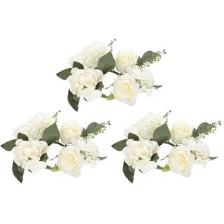 BESPORTBLE 3stücke Kerzenring Aus Künstlichen Rosenblüten Blumenkerzenringe Kerzenringkränze Kerzenkränze Für Hochzeit Party Dekoration