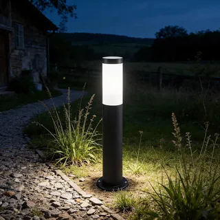 Bloombeam Außenleuchte E27 Edelstahl IP44 50cm Wegeleuchte Anthrazit | 50cm Edelstahl-Wegeleuchte (Anthrazit) mit E27-Fassung (max. 20W). IP44 wetterfest. Blendfreies Licht für Garten & Wege.
