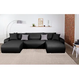 Collection AB Wohnlandschaft COLLECTION AB "Paola U-Form, B: 314 cm", anthrazit, B:314cm H:41cm T:169cm, 100%Polyester, Sofas, Wohnlandschaft, Bettfunktion, Bettkasten & 4 Zierkissen, Federkern
