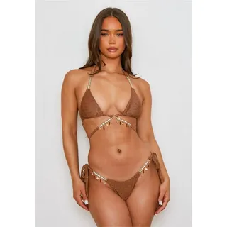 moda minx Triangel-Bikini-Top Lumiere Seychelles, mit funkelnden Anhängern braun|gelb M
